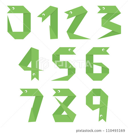 Illustration of numbers with bent ribbon-like snakes 110493169