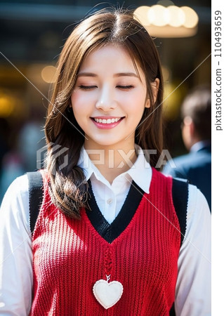 紅心的年輕女子（AI 生成圖像） 110493659