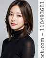 Beautiful woman in black thin knit (AI generated image) 110493661