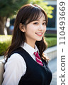 High school girl commuting to school (AI generated image) 110493669