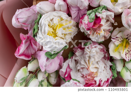 decoration decorative flowers made of edible marshmallows decoration decorative flowers made of edible marshmallows 110493801
