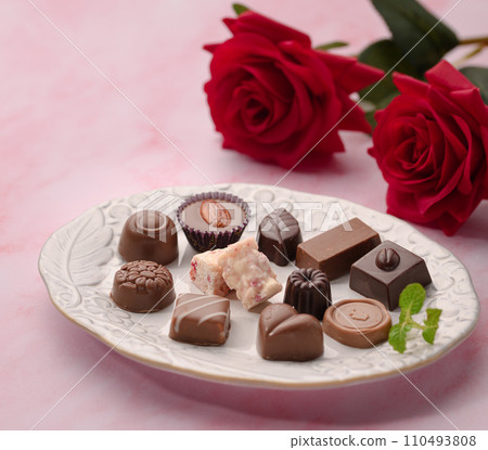 Valentine's Day Chocolate and Flowers Valentine's Day 110493808