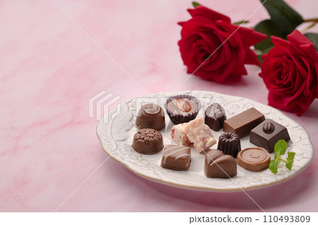 Valentine's Day Chocolate and Flowers Valentine's Day 110493809