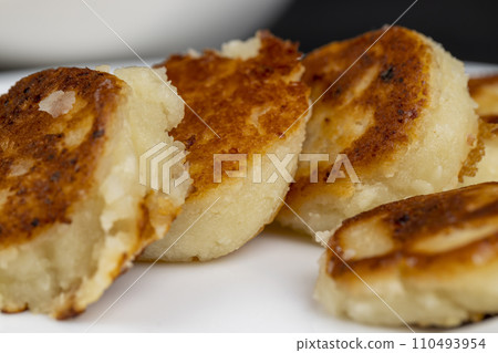 homemade small cheesecakes pancakes close-up homemade small cheesecakes pancakes close-up 110493954