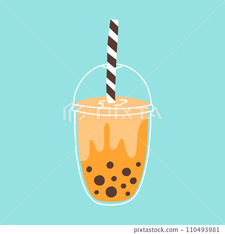 Hand drawn bubble tea isolated. Smoothies, bubble tea, bubble coffee. Vector illustration. 110493981