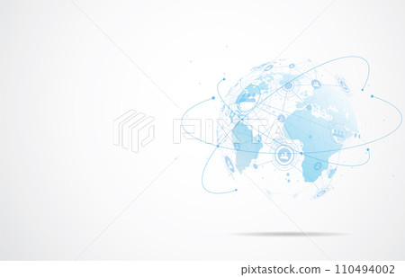 Global network connection. World map point and line composition concept of global business. Vector Illustration 110494002