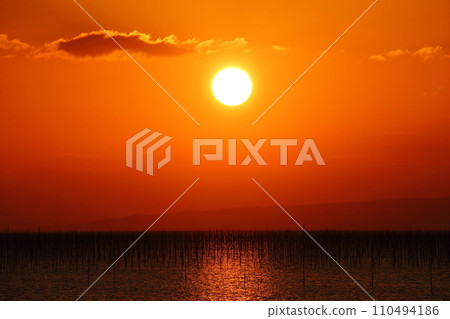 Omuta City Kenro Town New Year's Sunset, Omuta City Kenro Town New Year's Sunset, 110494186