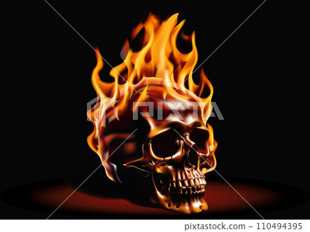 Human Skull with Fiery Flames Human Skull with Fiery Flames 110494395