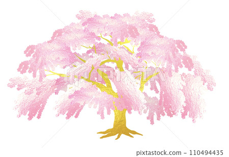 Golden weeping cherry tree 3ⅾ illustration Golden weeping cherry tree 3ⅾ illustration 110494435