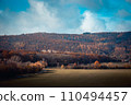 Autumn view of the Pyrenean mountains in Poland concept photo. Beautiful views in Polish countryside. 110494457