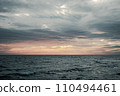 Sunset winter Mediterranean sea landscape photo. Beautiful nature scenery photography 110494461