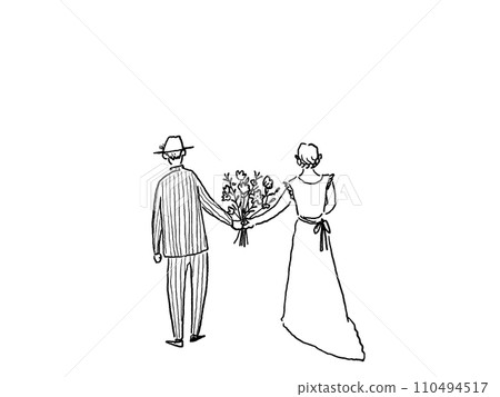 bride and groom holding hands bride and groom holding hands 110494517