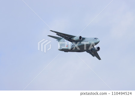 C2 transport aircraft flying at low altitude, Air Self-Defense Force transport aircraft C2 transport aircraft flying at low altitude, Air Self-Defense Force transport aircraft 110494524