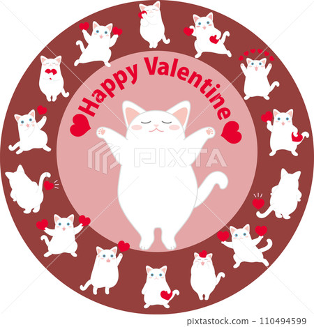 跳舞貓_情人節_套裝框架_圓形_巧克力色 110494599