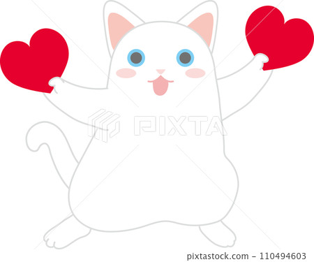Nyanko_Valentine_白貓雙手捧心跳舞 110494603