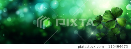 AI-generated content. St Patrick's day background - shamrock and bokeh background AI-generated content. St Patrick's day background - shamrock and bokeh background 110494673