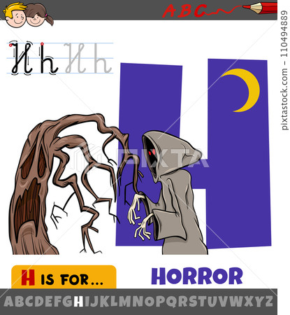 letter H from alphabet with horror word cartoon illustration letter H from alphabet with horror word cartoon illustration 110494889