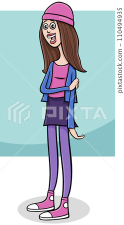 cartoon young woman or girl comic character 110494935