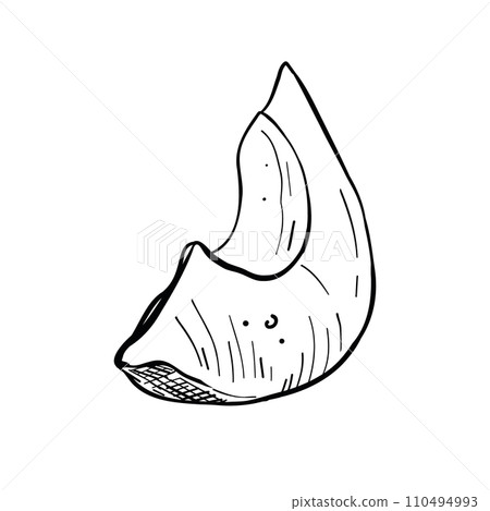 Avocado slice vector illustration. Avocado fruit ripe part. Black outline graphic drawing. Tropical vegan food ink line contour. Healthy organic garden fresh nature plant 110494993