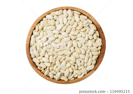 bowl of dry white beans isolated on white background bowl of dry white beans isolated on white background 110495215