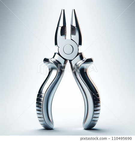 metallic pliers on white background 110495690