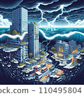 Illustration of earthquake disaster, disaster, tsunami, crack in the ground 110495804
