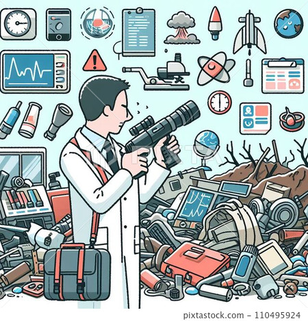 Illustration of saving lives with disaster items Illustration of saving lives with disaster items 110495924