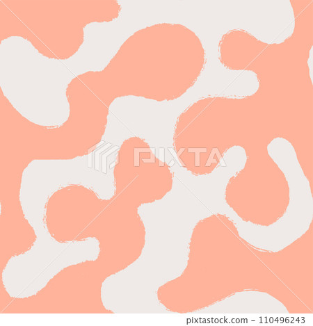 Psychedelic trippy y2k seamless pattern with orange groovy wave in Doodle grunge style. Matisse boho naive background for kids of natural tones. Minimalist print. Messy graffiti sketch wallpaper print 110496243