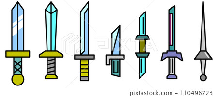 對抗和決鬥中使用的劍和劍武器插圖 對抗和決鬥中使用的劍和劍武器插圖 110496723