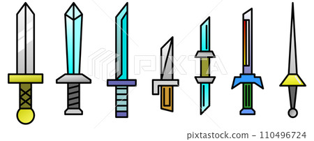 對抗和決鬥中使用的劍和劍武器插圖 110496724