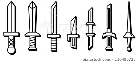 對抗和決鬥中使用的劍和劍武器插圖 110496725