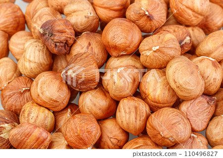 macro hazelnuts nuts on a white background 110496827