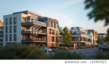 modern apartment buildings in the suburbs 110497023