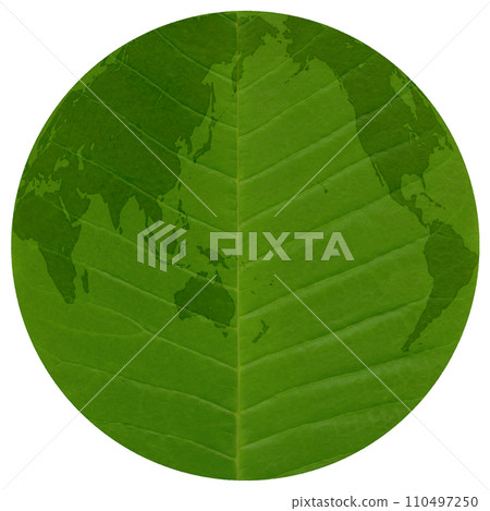 Green Gaia drawn on a leaf with beautiful veins (vertical axis) Green Gaia drawn on a leaf with beautiful veins (vertical axis) 110497250