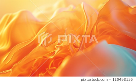 AI-generated content. A close up of a beautiful orange and blue fabric, AI 110498136