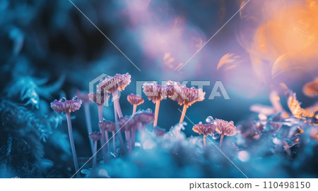 AI-generated content. A close up of a bunch of flowers in the grass, AI 110498150