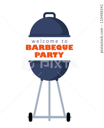 Barbeque party invitation card or poster template with grill food flyer. Vector illustration. 110498341