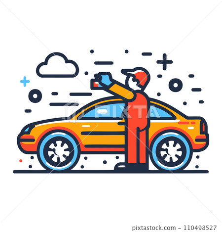 Car Washing Logo Vector Illustration Car Washing Logo Vector Illustration 110498527