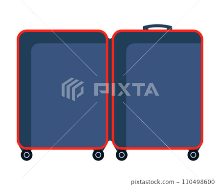 Empty open suitcase, travel concept. Empty modern wheeled suitcase ready for packing. Preparing for the trip. Vector illustration. 110498600
