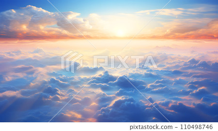 Sea of clouds illuminated by the setting sun 110498746