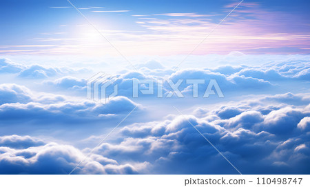 Sea of clouds illuminated by the setting sun 110498747