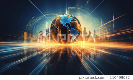 an image of an earth with graphs behind it 110499082