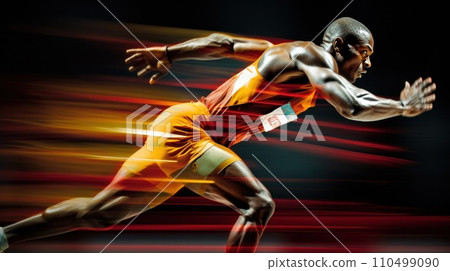 the athlete finishes the race. 110499090