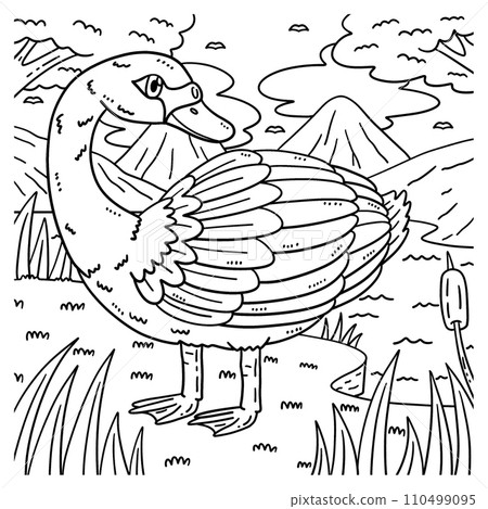 White Swan Bird Coloring Page for Kids White Swan Bird Coloring Page for Kids 110499095