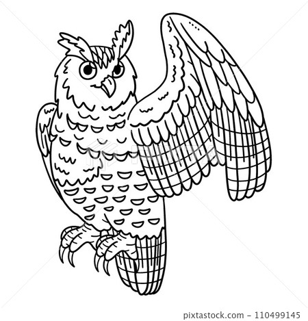 Eurasian Eagle Owl Isolated Coloring Page for Kids 110499145
