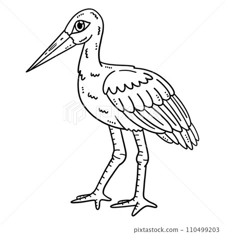White Stork Bird Isolated Coloring Page for Kids 110499203