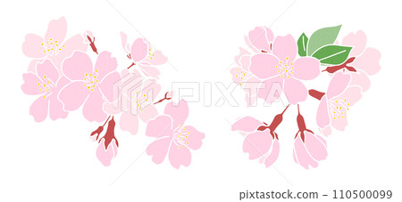Cherry blossom flower cut illustration set decorative material Cherry blossom flower cut illustration set decorative material 110500099