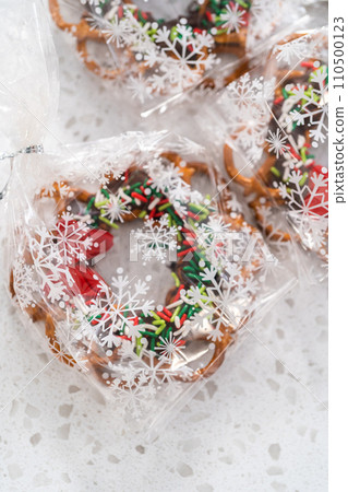 a chocolate pretzel Christmas wreath a chocolate pretzel Christmas wreath 110500123