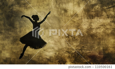 Dance of Shadows: A ballet dancer's silhouette is cast against a textured background 110500161
