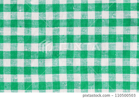 Natural Linen Country Plaid Tartan Kitchen Fabric Material Abstract Check Texture Background Texture, Green White. Flannel Tartan Patterns. Trendy Tiles Photo. Print Scottish Square Cloth 110500503